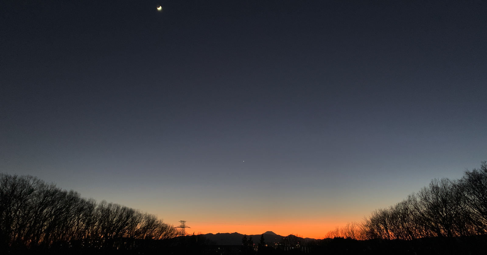 夕焼けと富士山